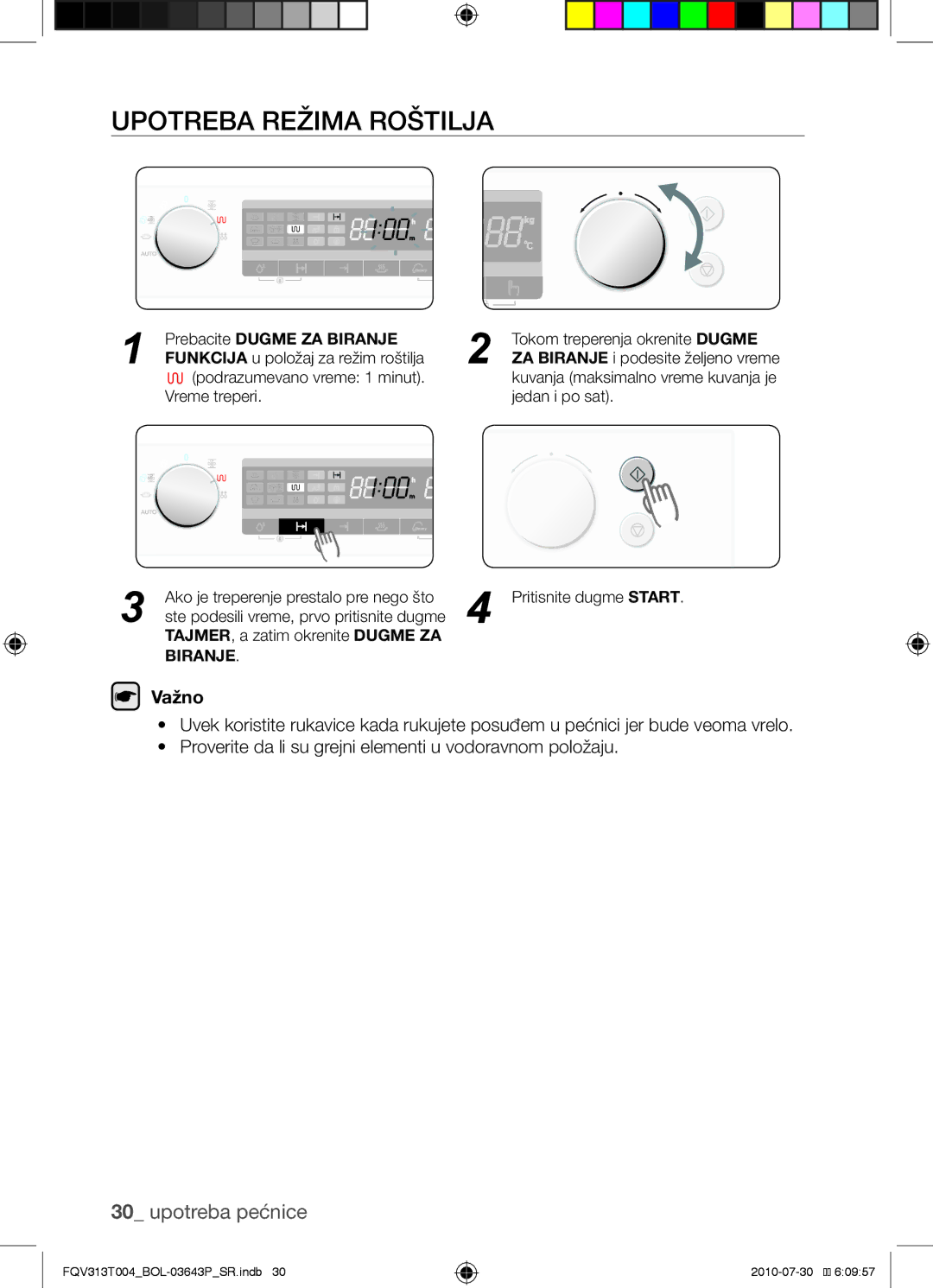 Samsung FQV313T004/BOL manual Upotreba režima roštilja 