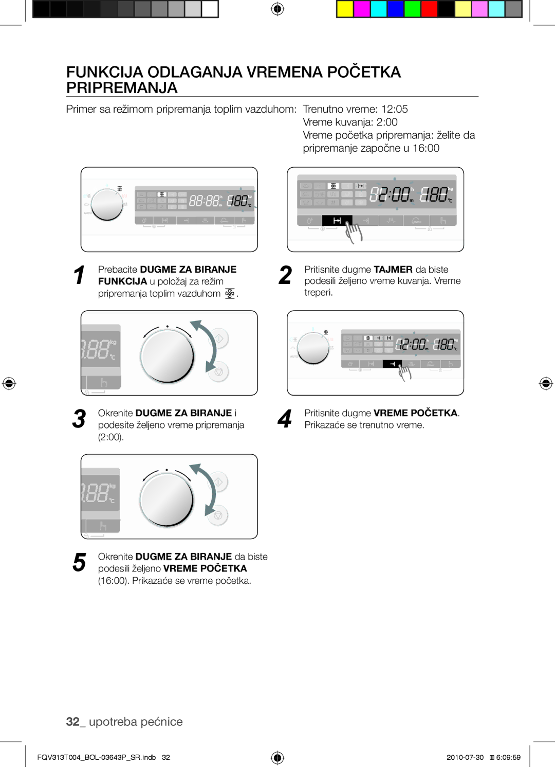 Samsung FQV313T004/BOL manual Funkcija odlaganja vremena početka pripremanja 