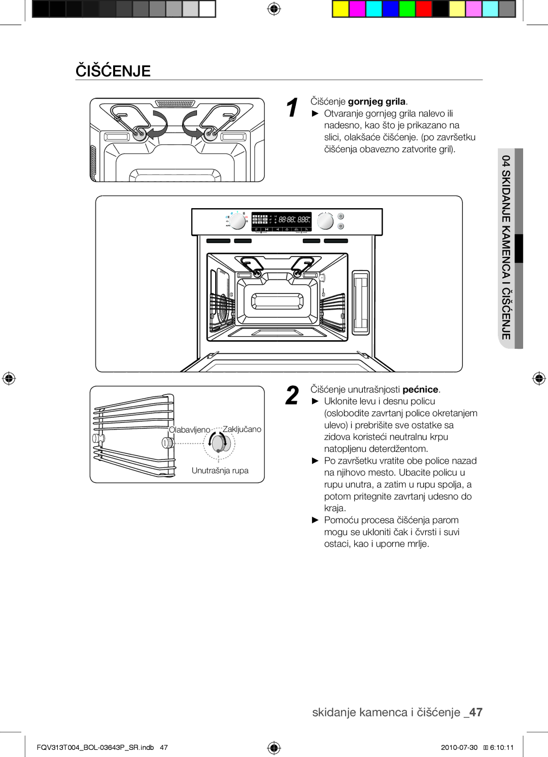 Samsung FQV313T004/BOL manual Čišćenje gornjeg grila 