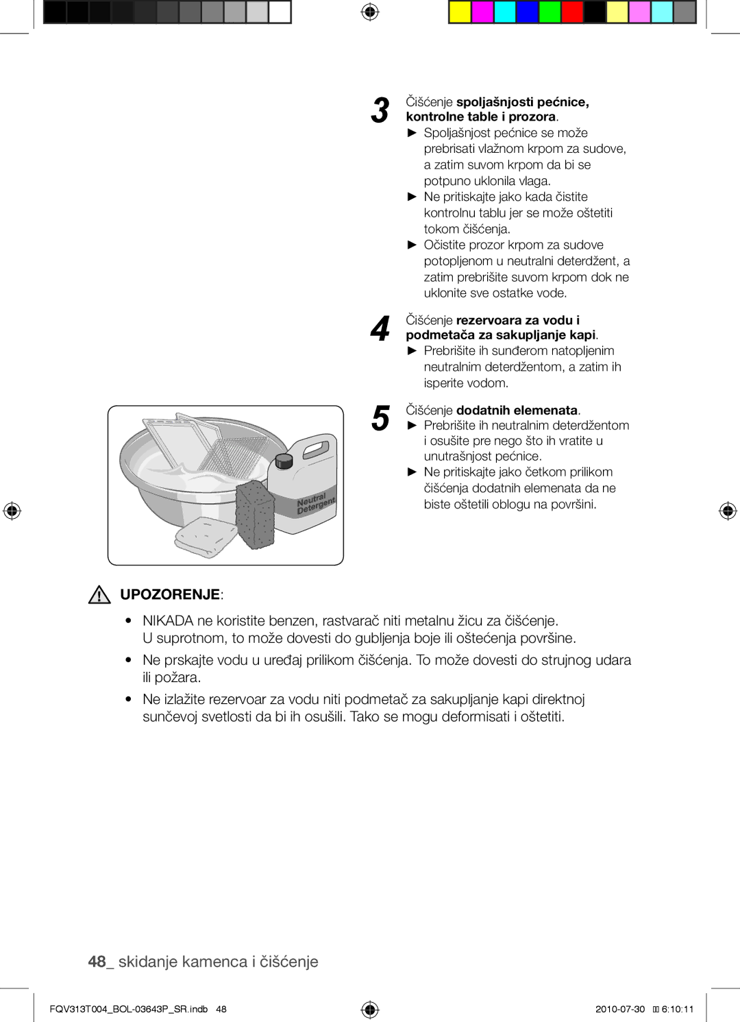 Samsung FQV313T004/BOL manual Čišćenje dodatnih elemenata 