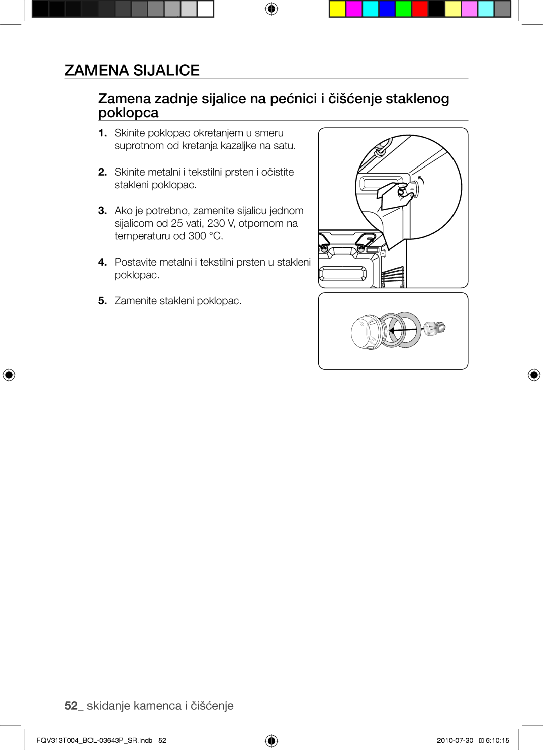 Samsung FQV313T004/BOL manual Zamena sijalice 