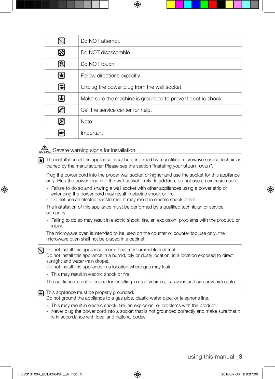 Samsung FQV313T004/BOL Using this manual 