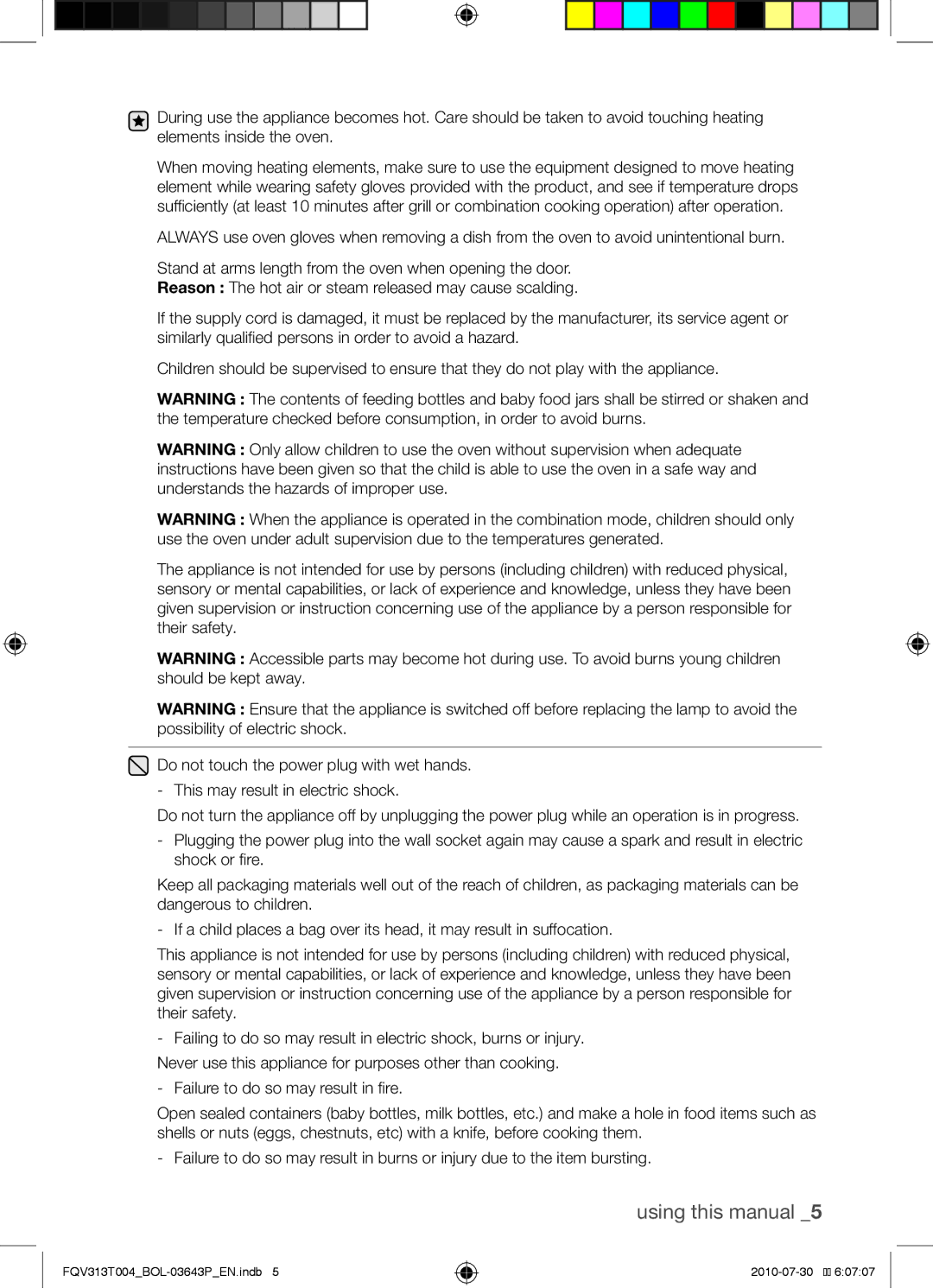 Samsung FQV313T004/BOL Using this manual 