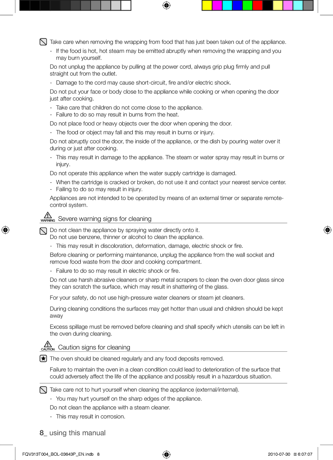 Samsung FQV313T004/BOL Using this manual 