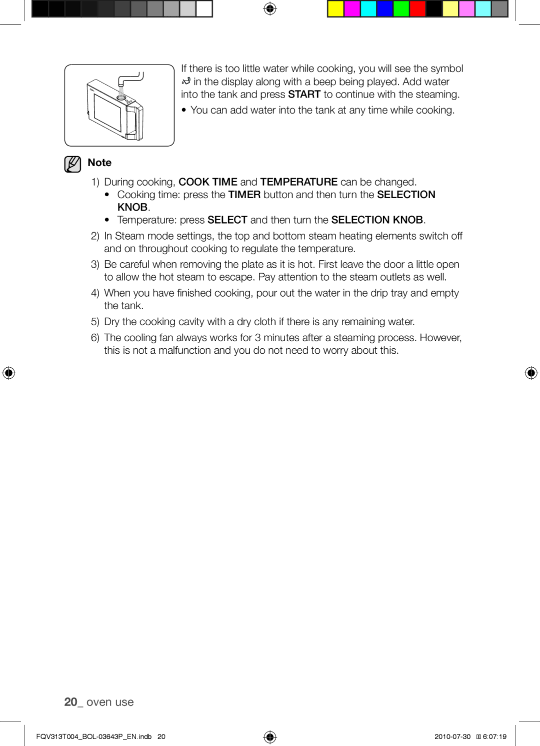 Samsung FQV313T004/BOL manual Oven use 