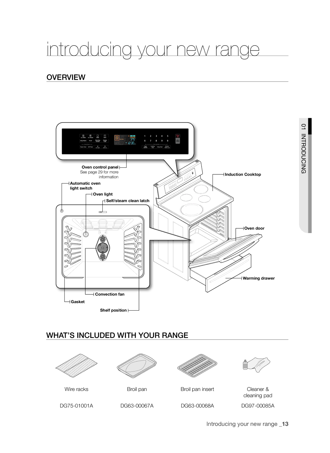 Samsung FTQ307 user manual Introducing your new range, Overview, What’s included with your range 