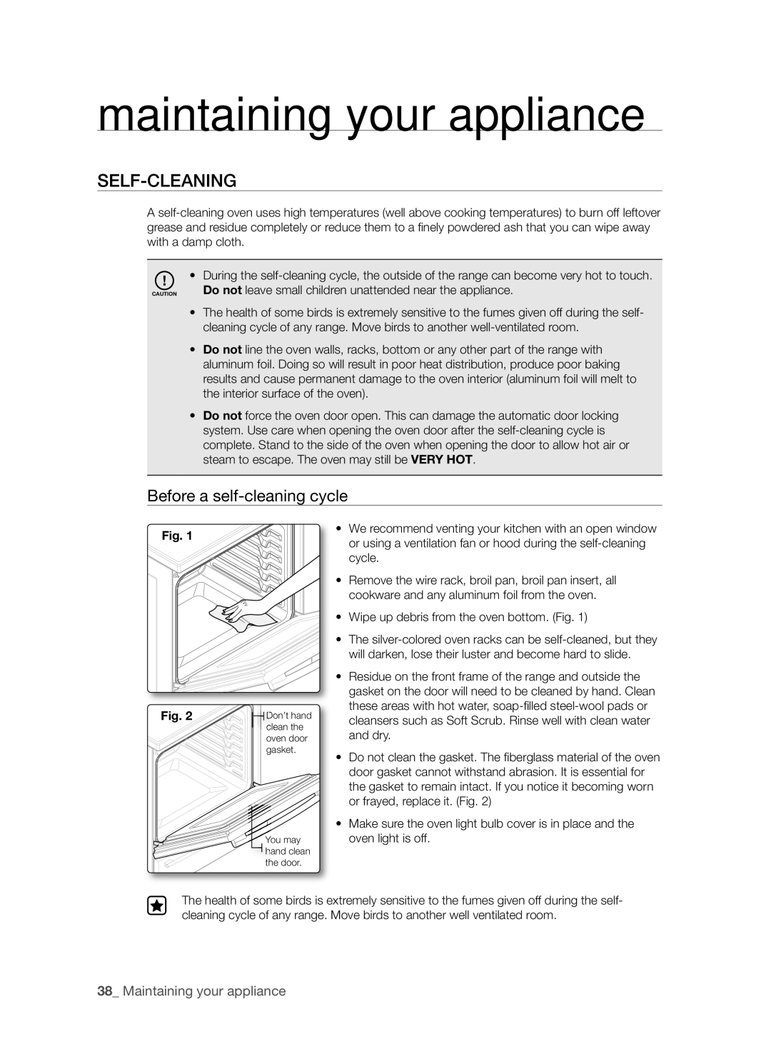 Samsung FTQ352IWUX, FTQ352IWUB, FTQ352IWUW Maintaining your appliance, Self-Cleaning, Before a self-cleaning cycle 