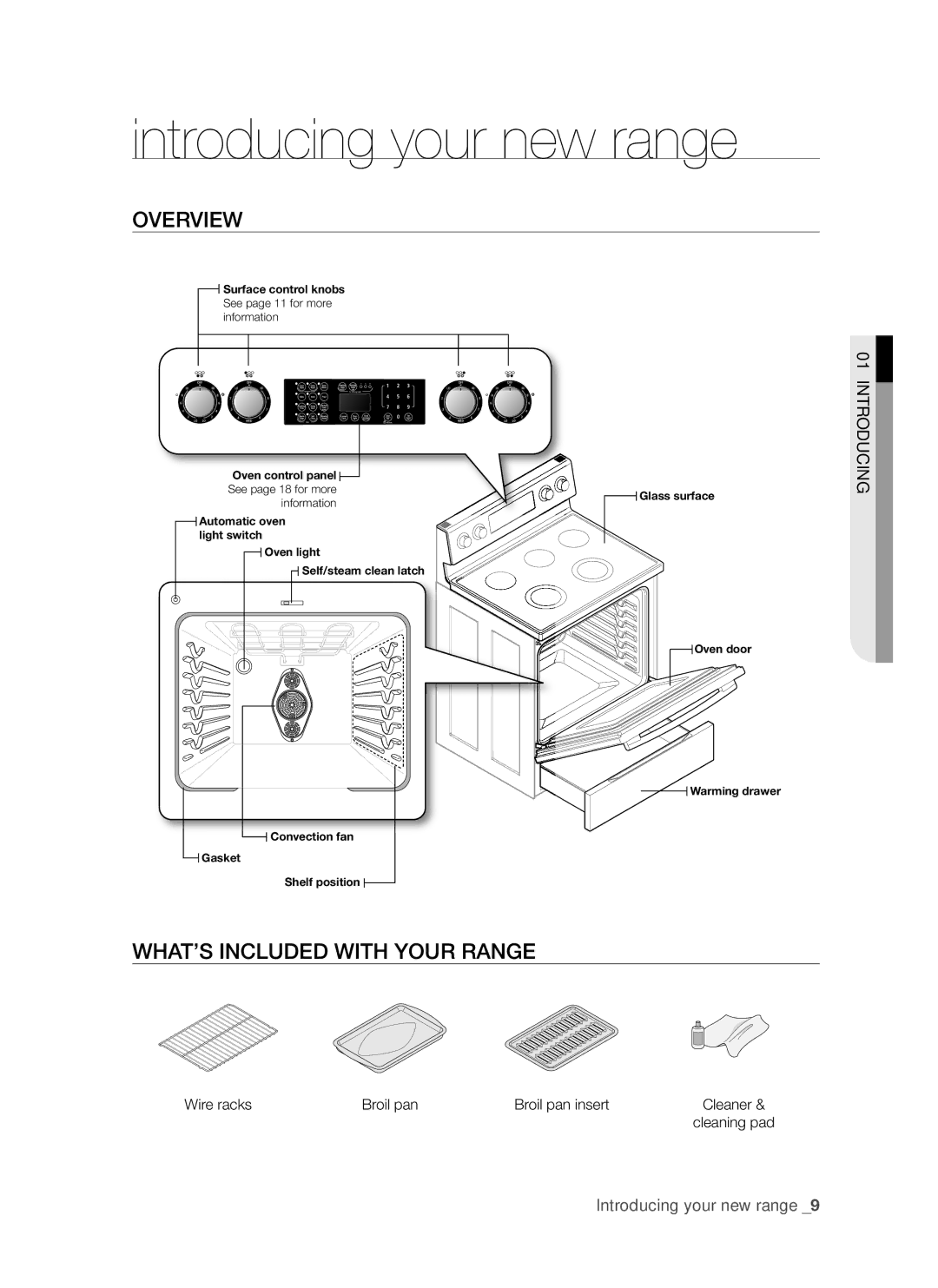 Samsung FTQ352IWUB, FTQ352IWUW, FTQ352IWUX user manual Introducing your new range, Overview, WHAT’S Included with Your Range 