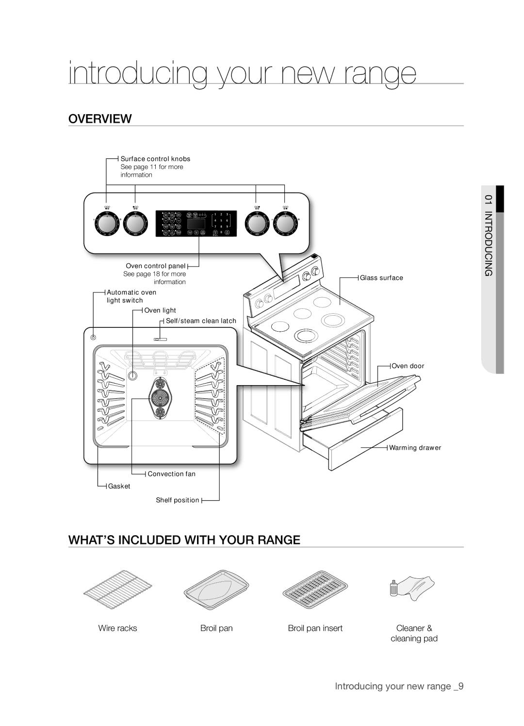 Samsung FTQ352IWUB, FTQ352IWUW, FTQ352IWUX user manual Introducing your new range, Overview, WHAT’S Included with Your Range 