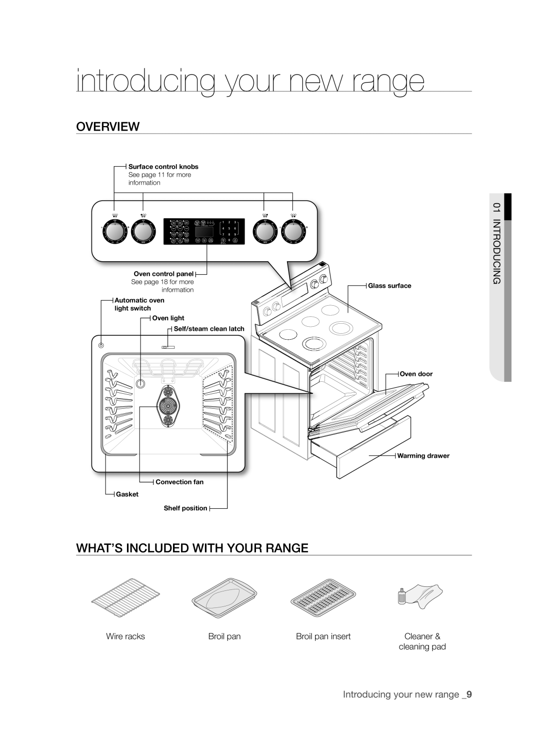 Samsung FTQ352IWB, FTQ352IWW user manual introducing your new range, Overview, What’S Included With Your Range, Introducing 