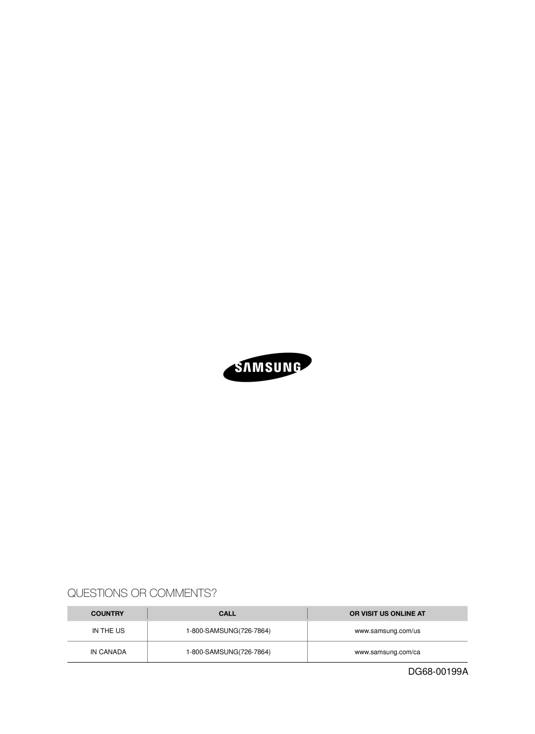 Samsung FTQ353 user manual Questions or COMMENTS? 