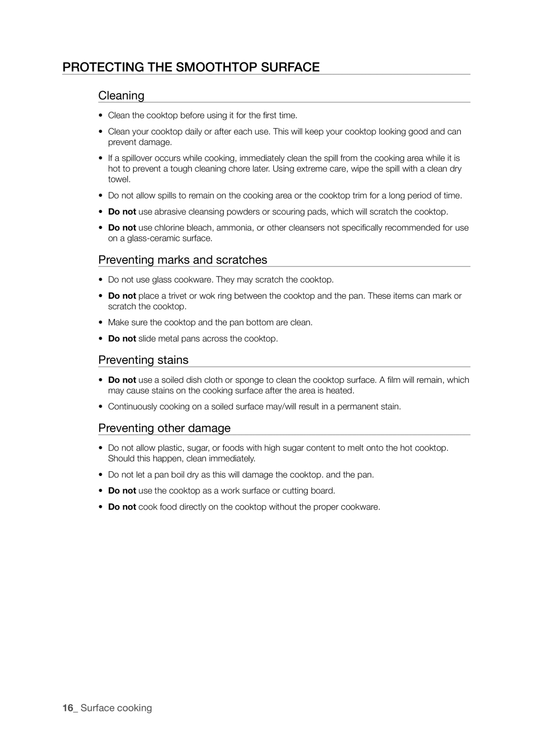 Samsung FTQ386LWUX user manual Cleaning, Preventing marks and scratches, Preventing stains, Preventing other damage 