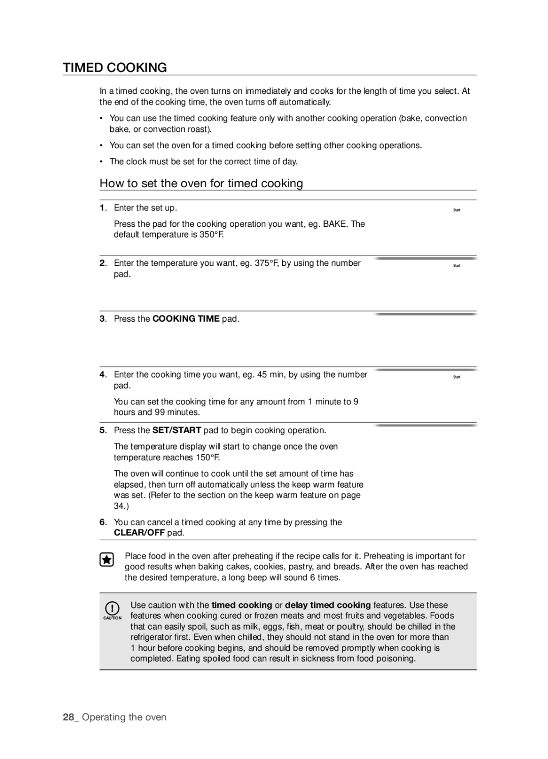 Samsung FTQ386LWUX user manual Timed Cooking, How to set the oven for timed cooking 