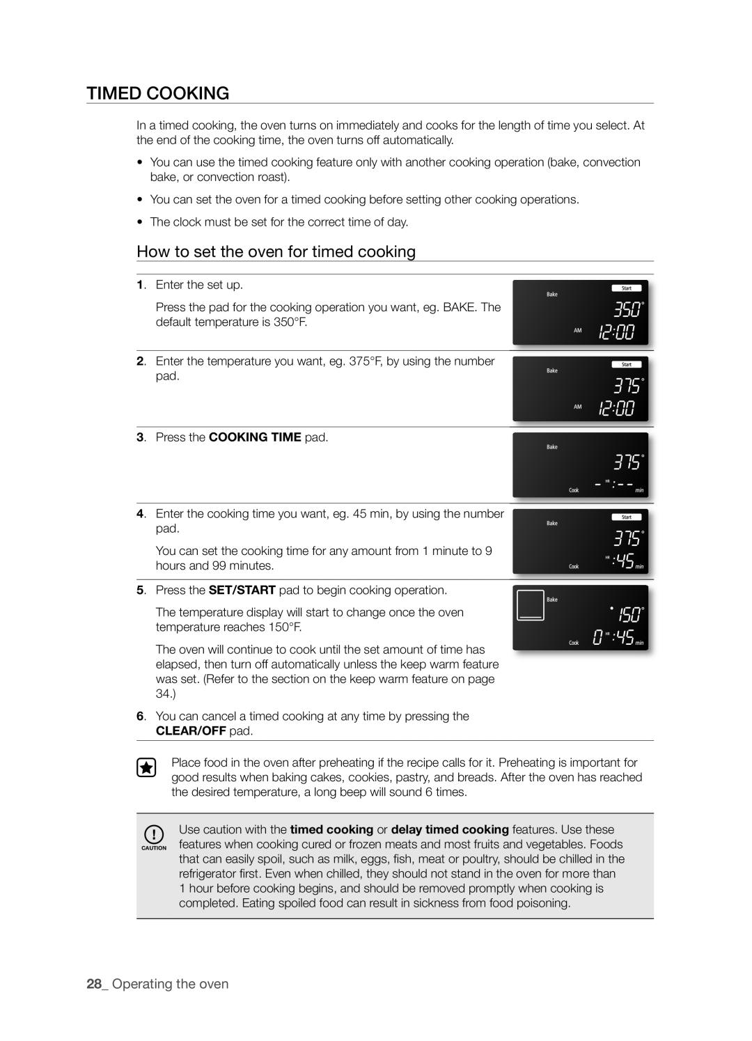 Samsung FTQ386LWX user manual Timed Cooking, How to set the oven for timed cooking, 2_ Operating the oven 