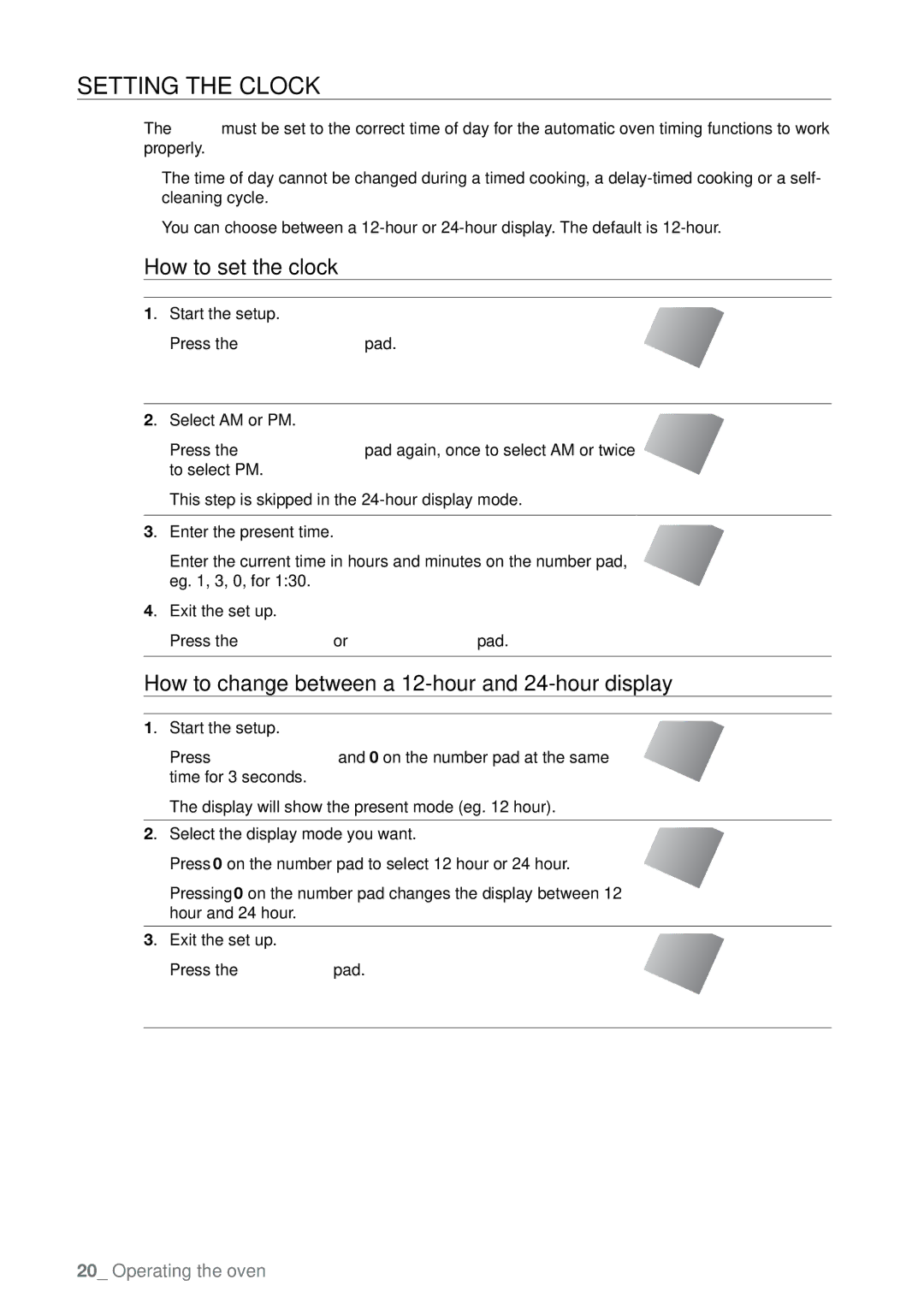 Samsung FTQ387 user manual Setting the clock, How to set the clock, How to change between a 12-hour and 24-hour display 