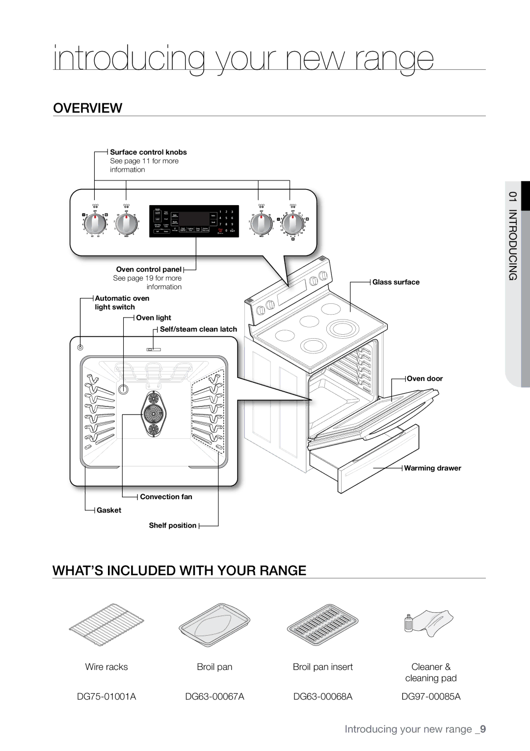 Samsung FTQ387 user manual Introducing your new range, Overview, What’s included with your range 