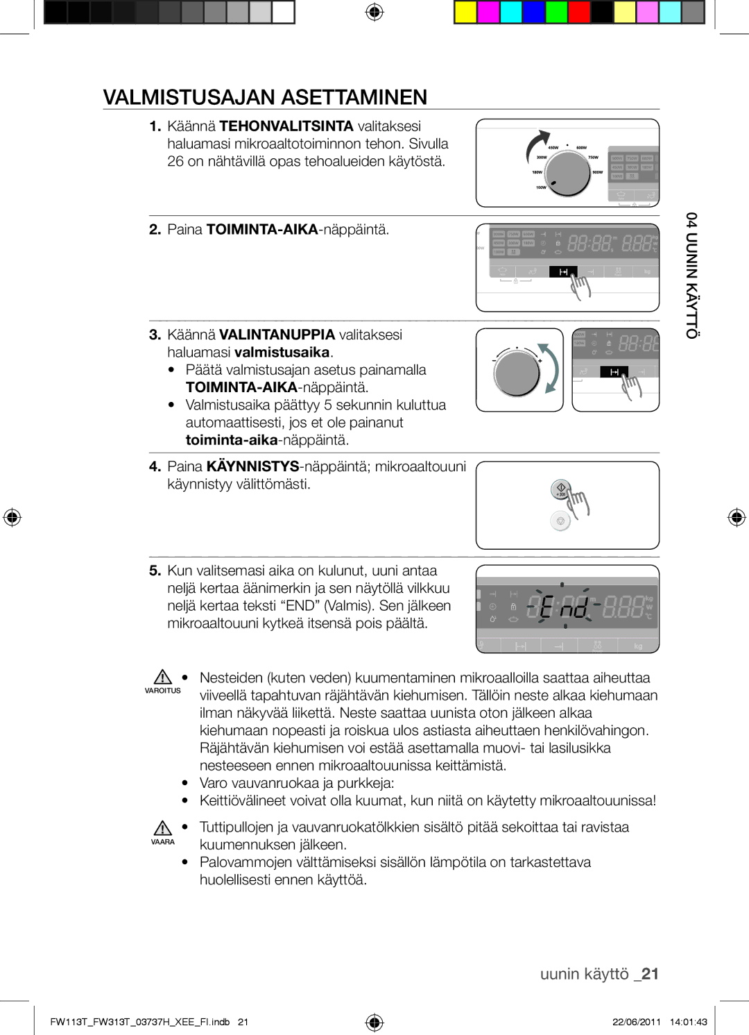 Samsung FW113T001/XEE manual Valmistusajan Asettaminen 