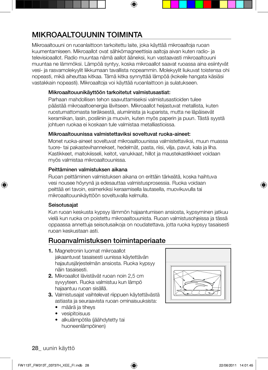 Samsung FW113T001/XEE manual Mikroaaltouunin Toiminta, Ruoanvalmistuksen toimintaperiaate 