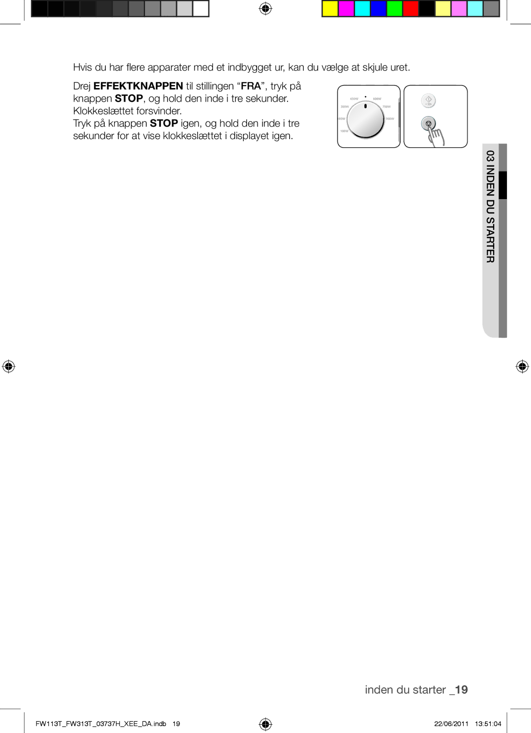 Samsung FW113T001/XEE manual Inden DU Starter 