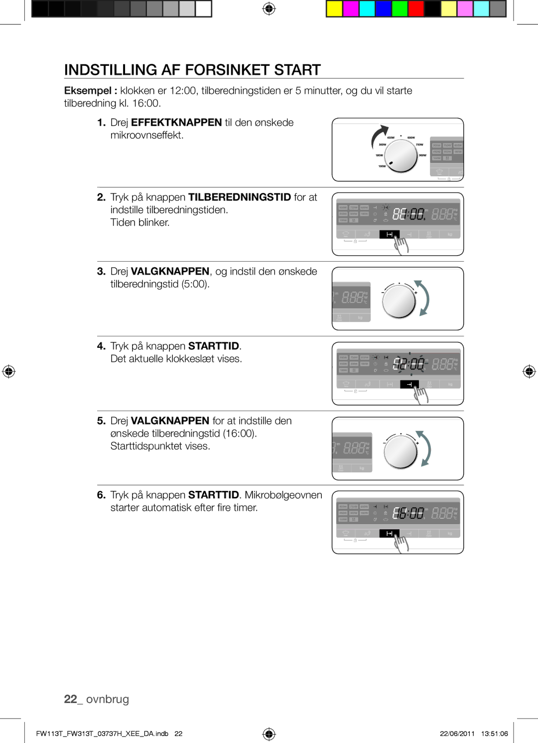 Samsung FW113T001/XEE manual Indstilling AF Forsinket Start 