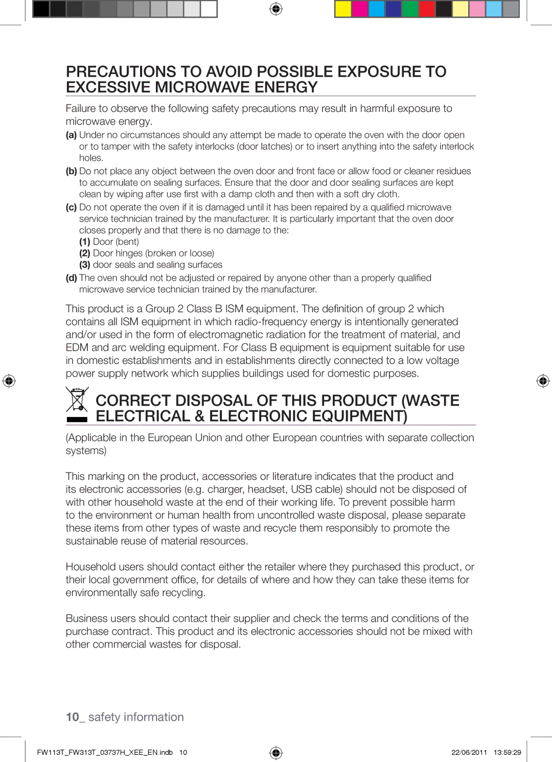 Samsung FW113T001/XEE manual Safety information 