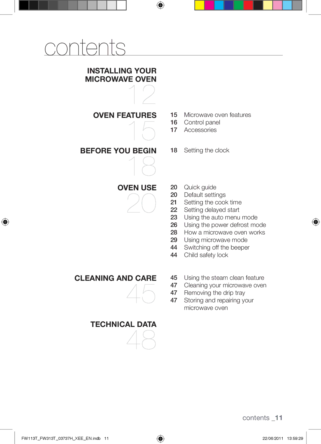 Samsung FW113T001/XEE manual Contents 