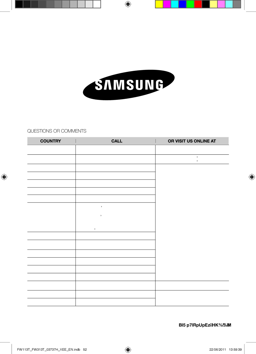 Samsung FW113T001/XEE manual Code No. DE68-03737H 