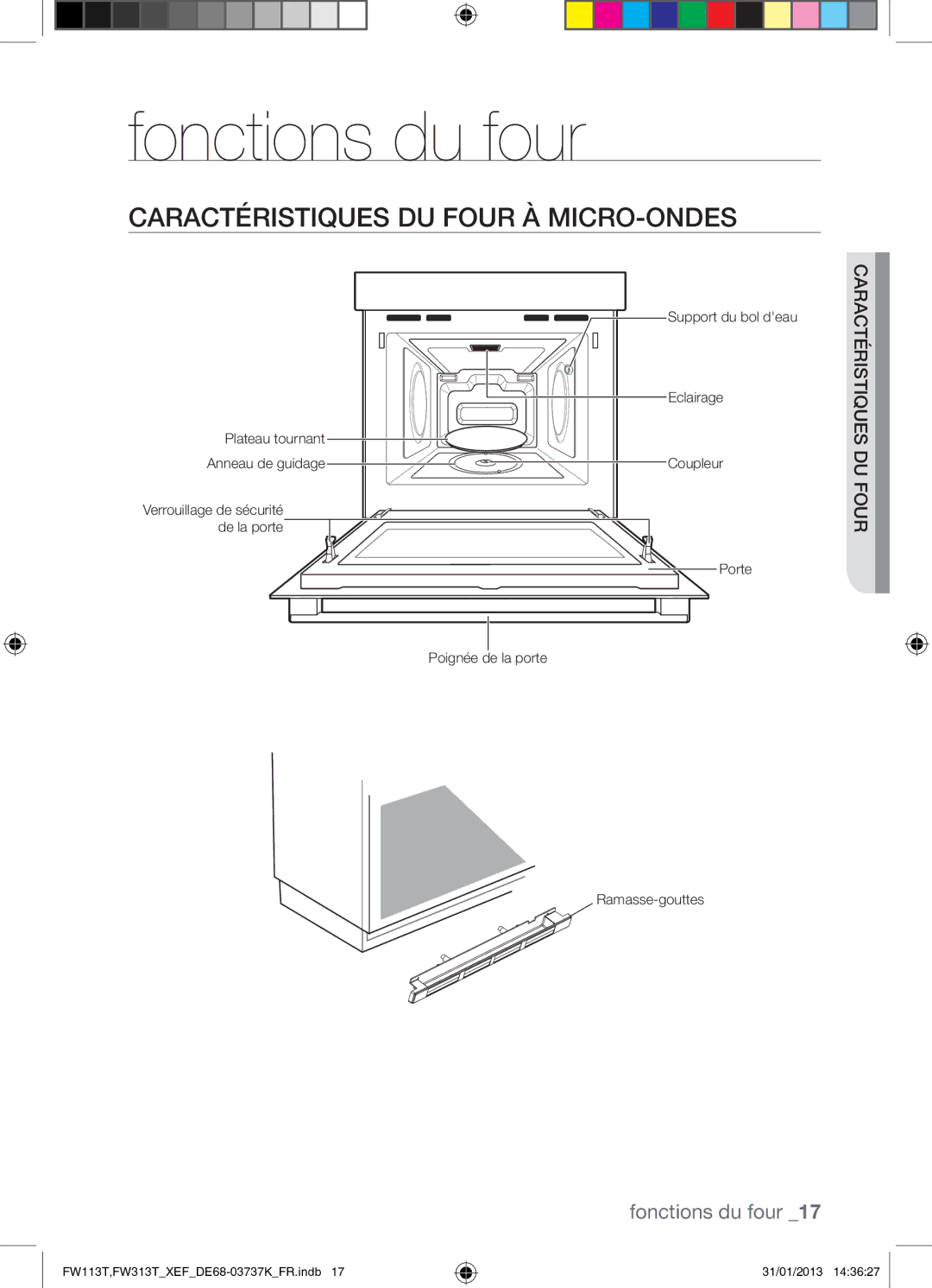 Samsung FW113T002/XEF manual Fonctions du four, Caractéristiques DU Four À MICRO-ONDES 