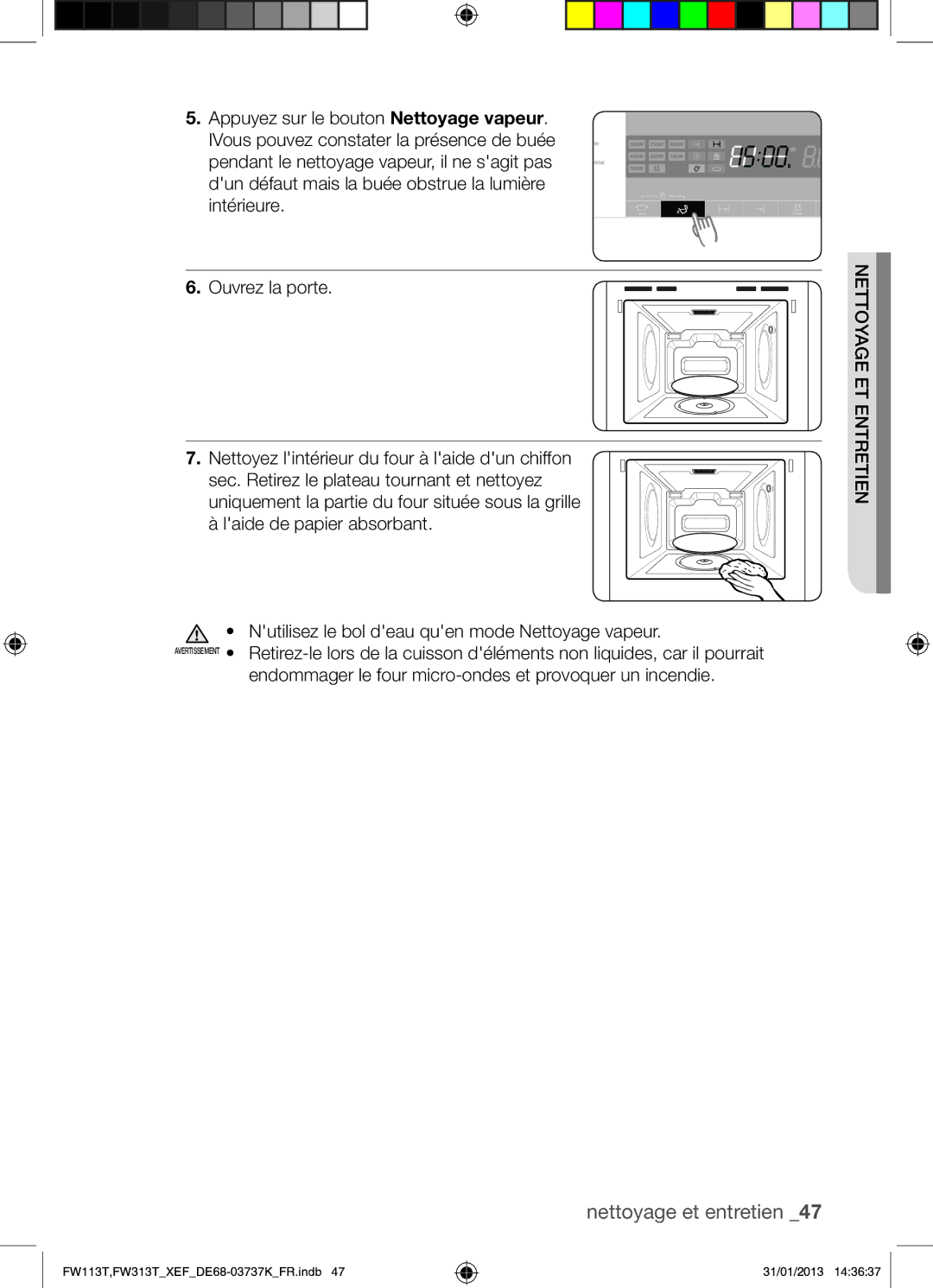 Samsung FW113T002/XEF manual Nettoyage ET Entretien 