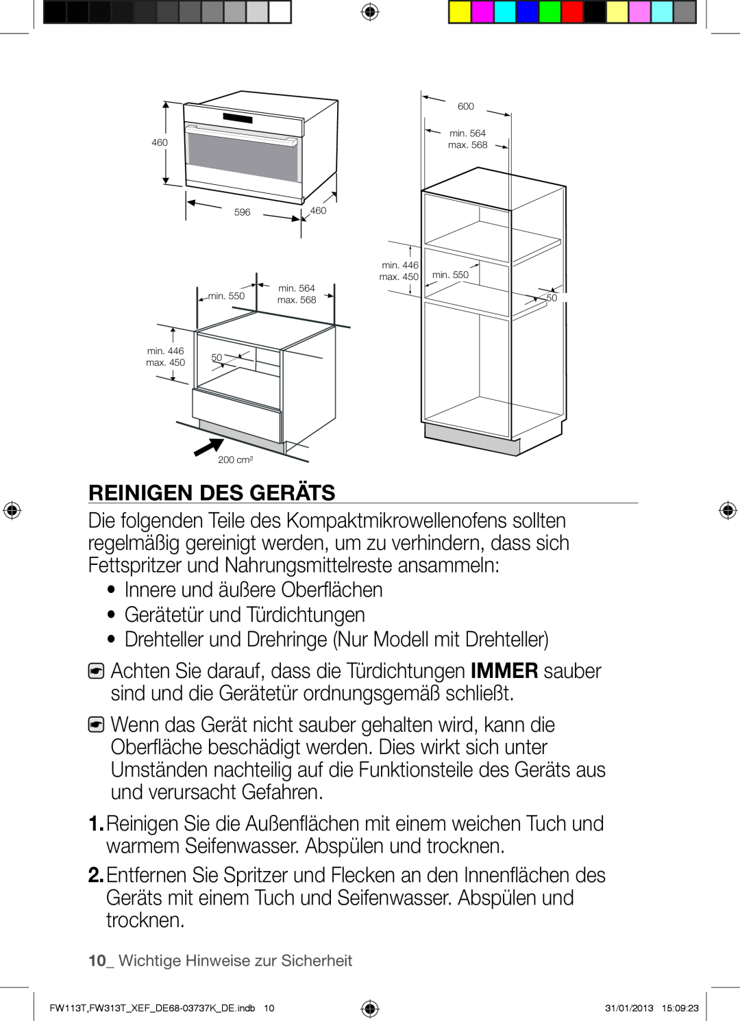 Samsung FW113T002/XEF manual Reinigen Des Geräts 
