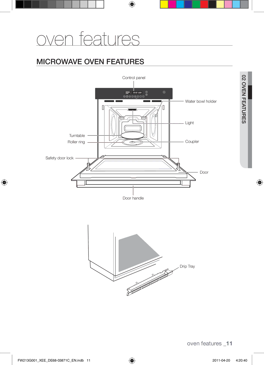 Samsung FW213G001/XEE manual Oven features, Microwave Oven Features 