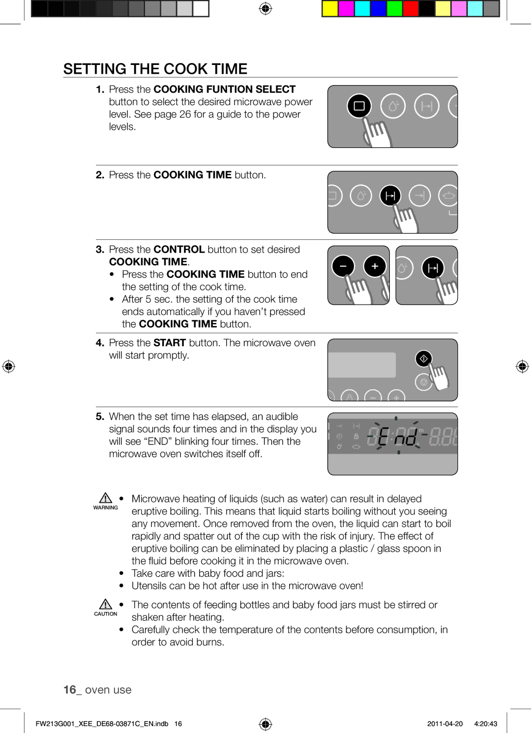 Samsung FW213G001/XEE manual Setting the Cook Time, Cooking Time 