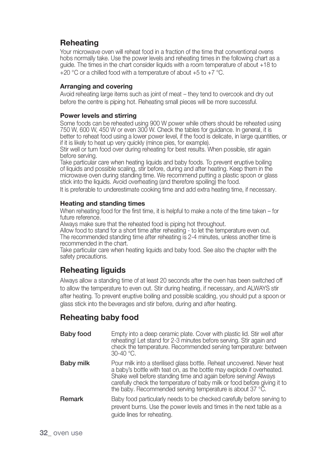 Samsung FW213G001/XEO manual Reheating 