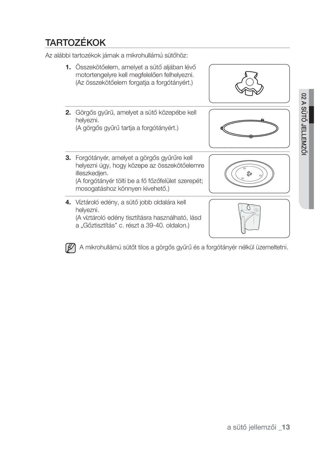 Samsung FW213G001/XEO manual Tartozékok 