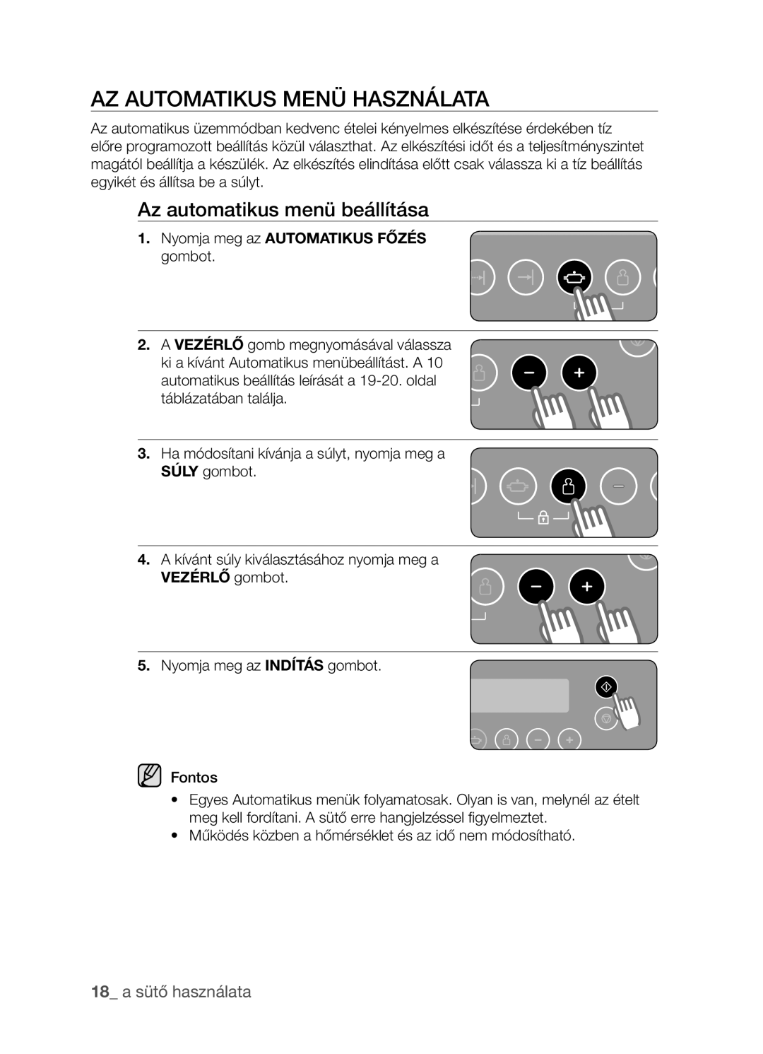 Samsung FW213G001/XEO manual AZ Automatikus Menü Használata, Az automatikus menü beállítása 