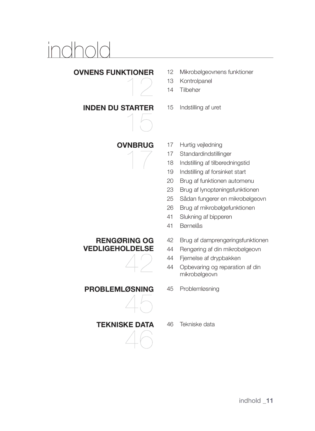 Samsung FW313T002/XEE manual Indhold 