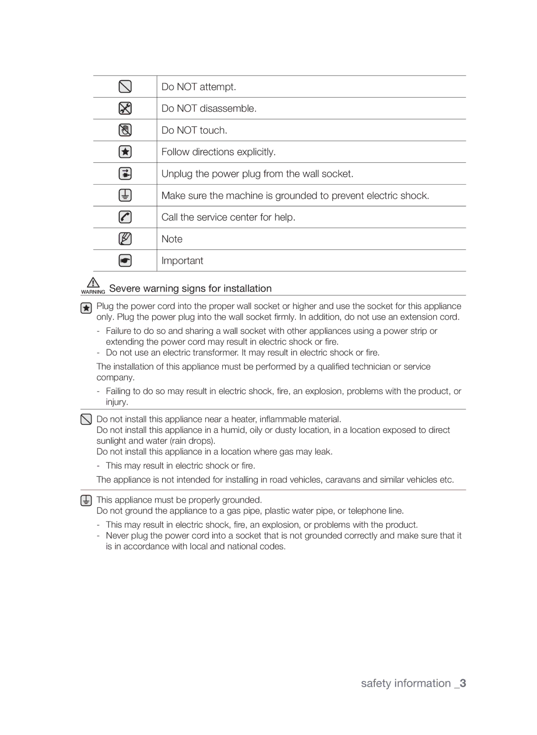 Samsung FW313T002/XEE manual Safety information 