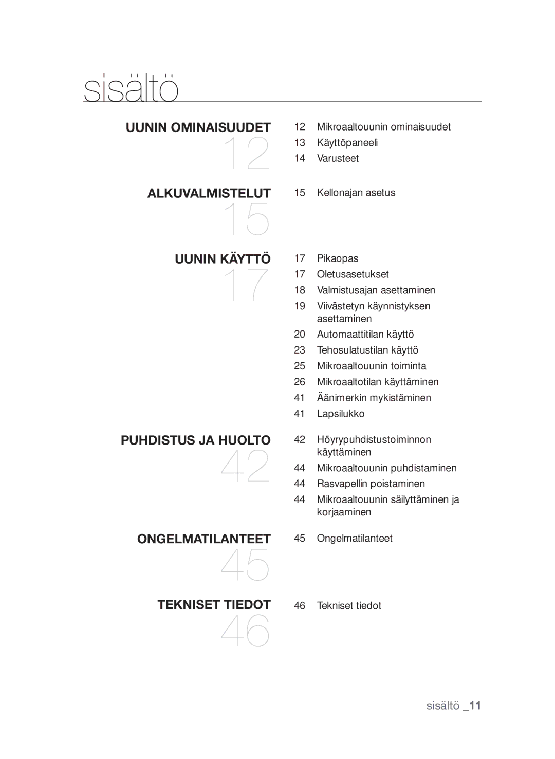 Samsung FW313T002/XEE manual Sisältö 