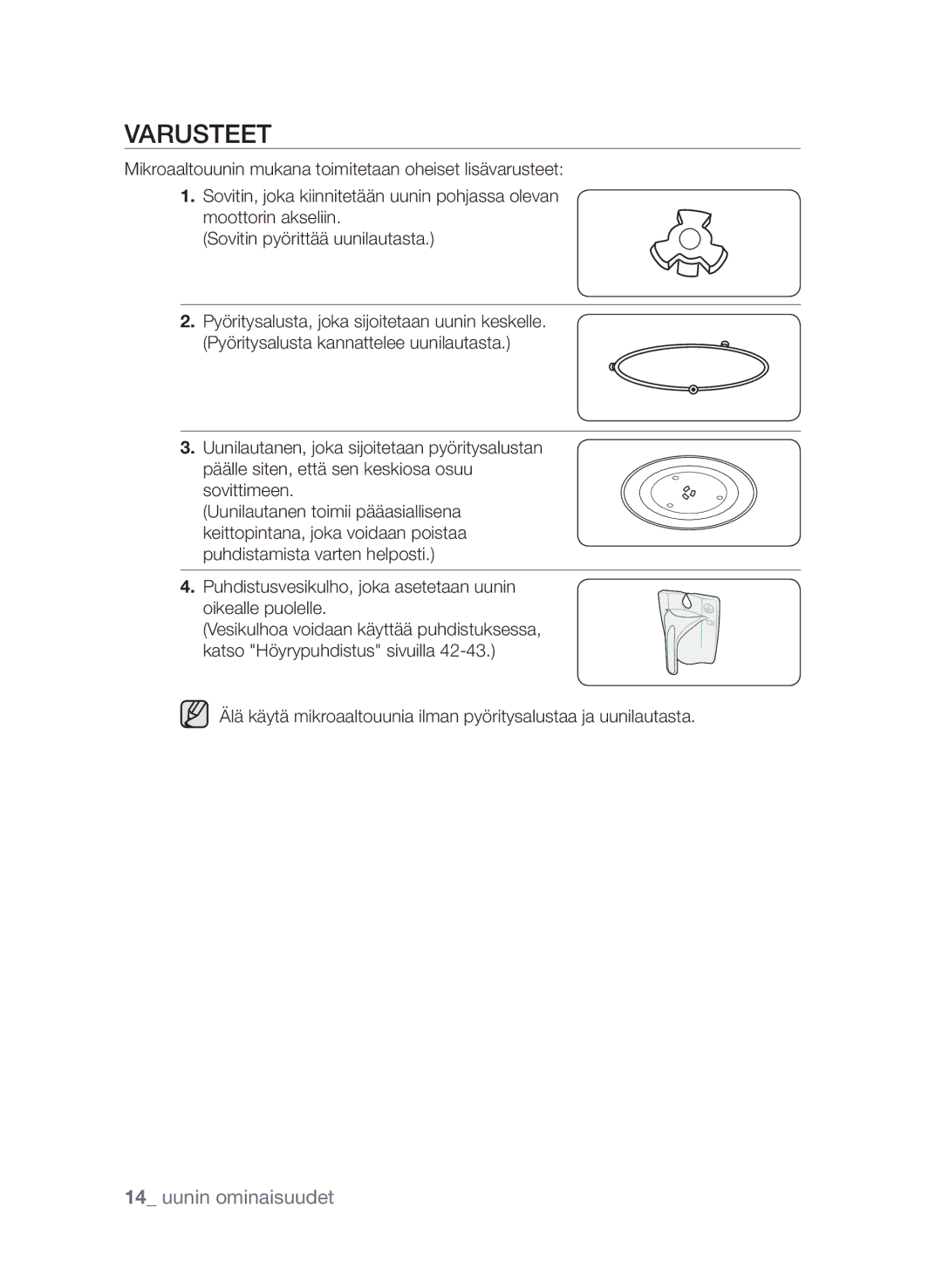 Samsung FW313T002/XEE manual Varusteet 