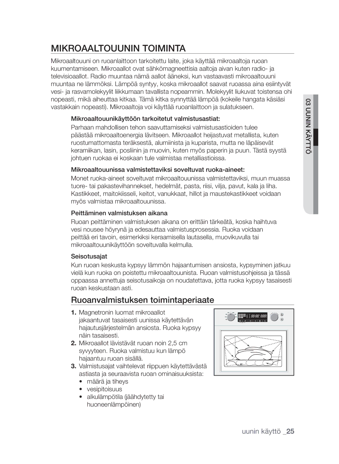 Samsung FW313T002/XEE manual Mikroaaltouunin toiminta, Ruoanvalmistuksen toimintaperiaate 