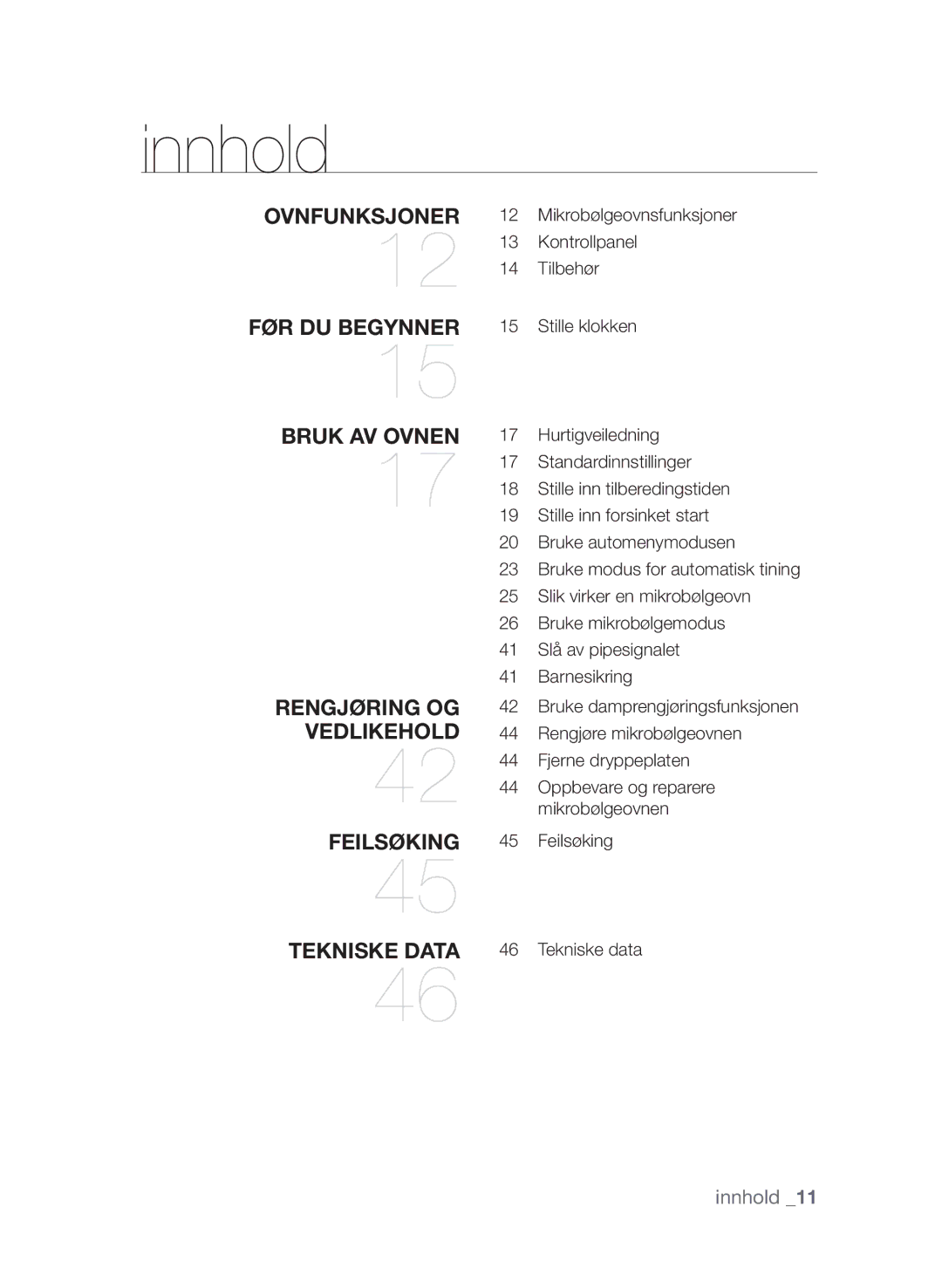 Samsung FW313T002/XEE manual Innhold 