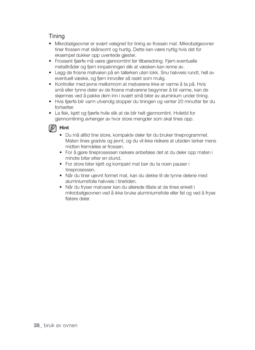 Samsung FW313T002/XEE manual Tining, Hint 