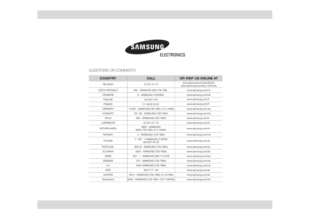 Samsung FW77KU-W/XEE, FW77KU-B/XEE manual 