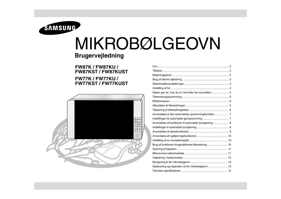 Samsung FW77KU-B/XEE, FW77KU-W/XEE manual Mikrobølgeovn 