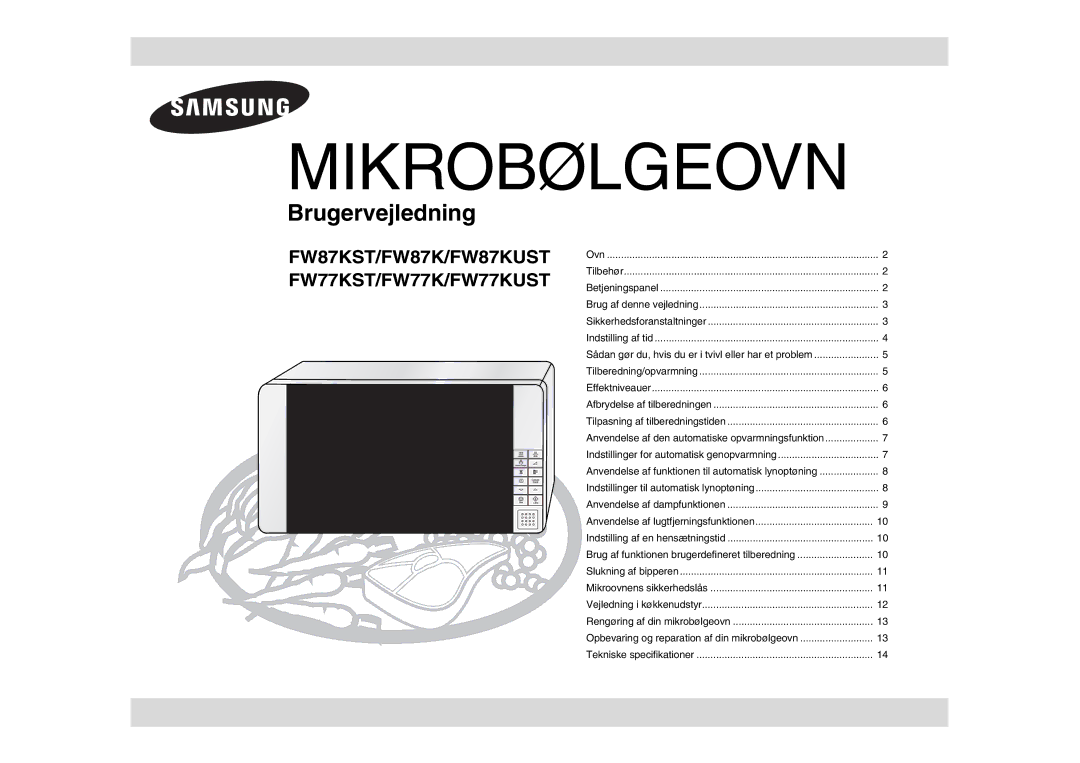 Samsung FW77KUST/XEE manual Mikrobølgeovn 