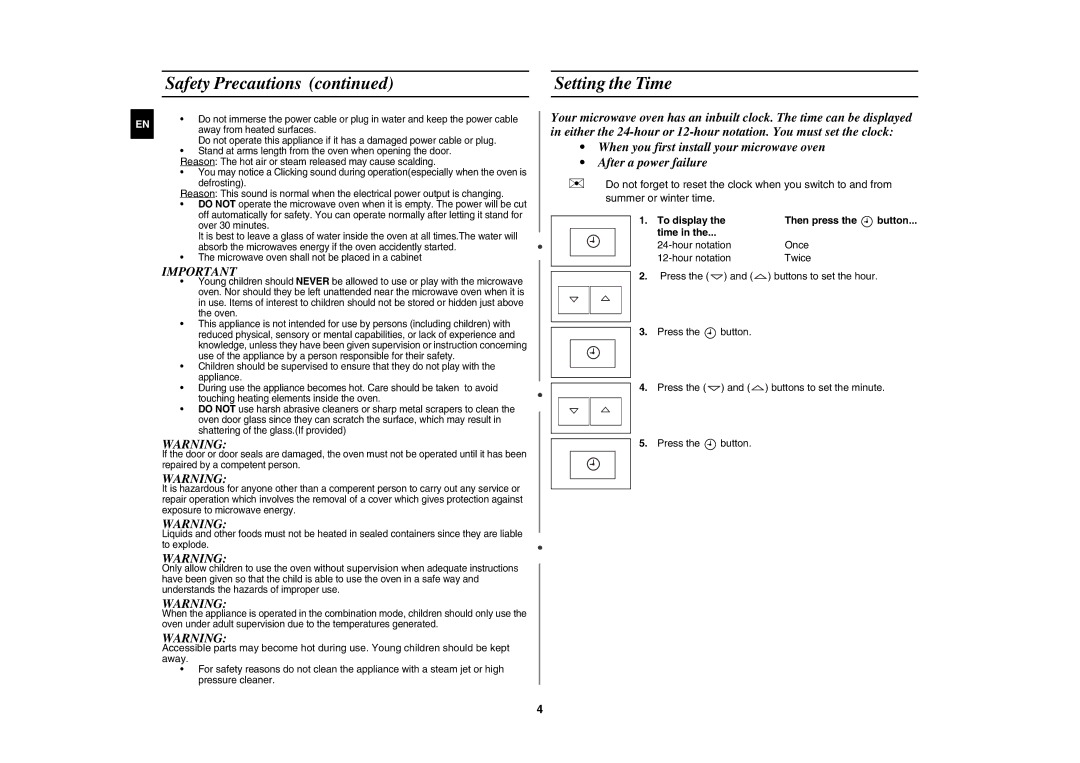 Samsung FW77KUST/XEE manual Setting the Time, To display Then press 