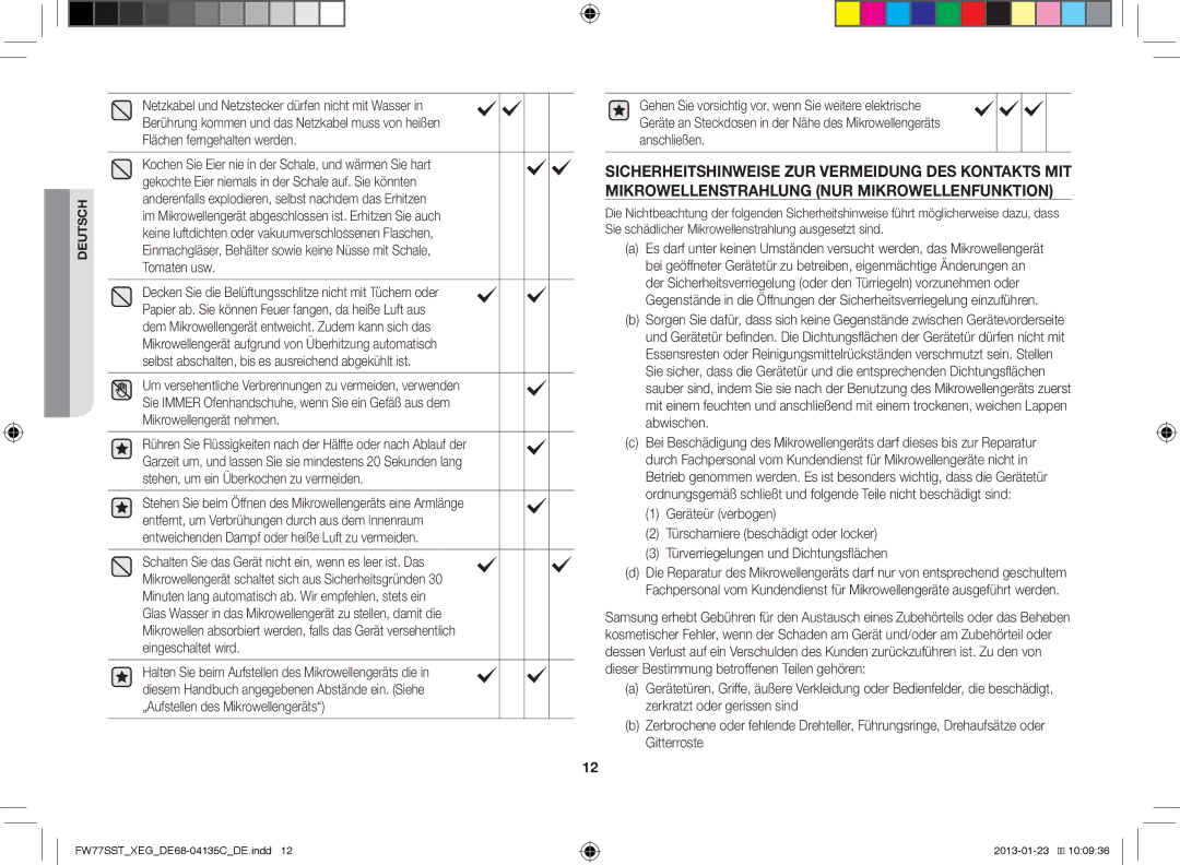 Samsung FW77SST/XEG manual FW77SSTXEGDE68-04135CDE.indd 2013-01-23 100936 