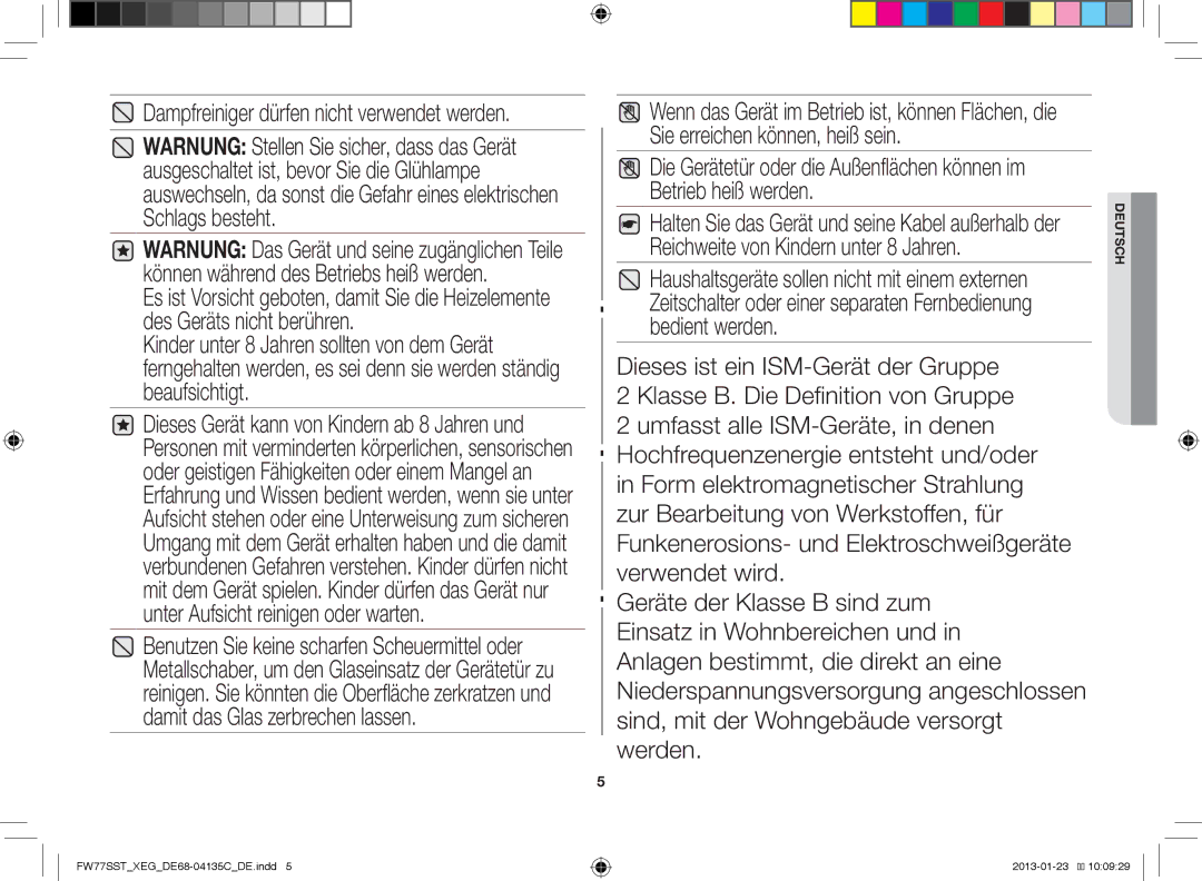 Samsung FW77SST/XEG manual Deutsch 