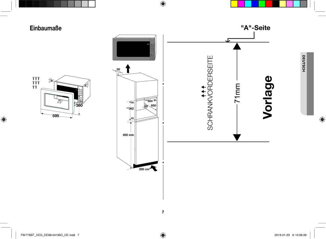 Samsung FW77SST/XEG manual Vorlage 