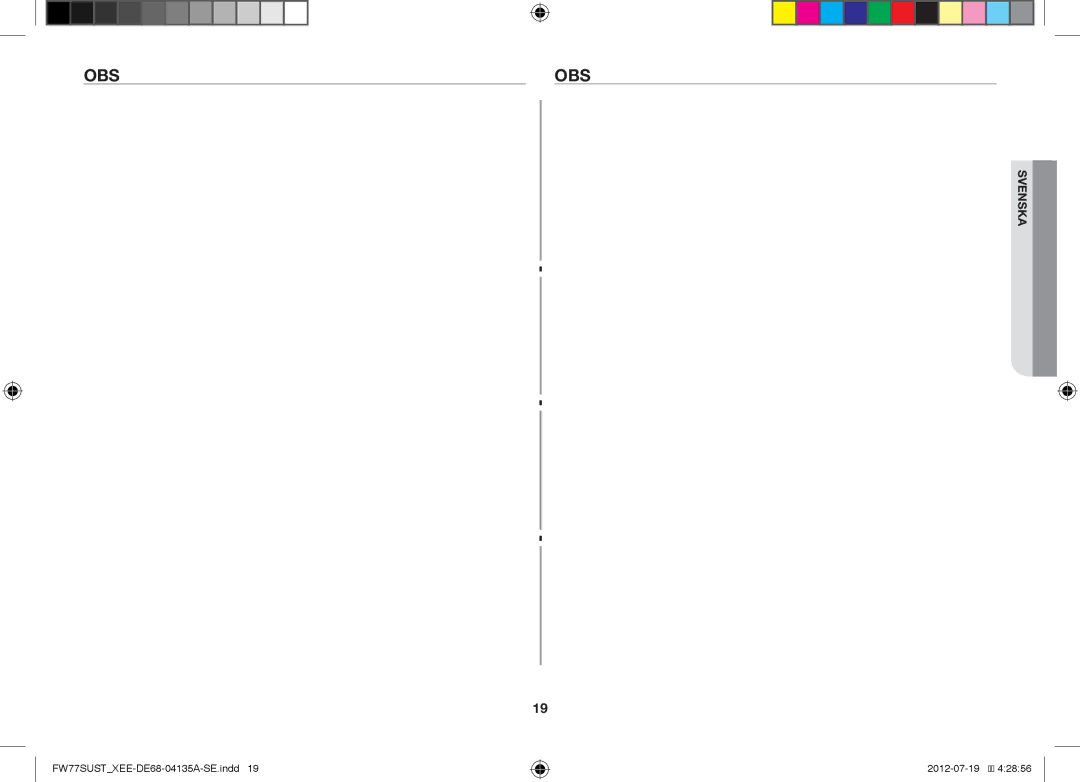 Samsung FW77SUB/XEE, FW77SUST/XEE, FW77SUW/XEE manual Obs 